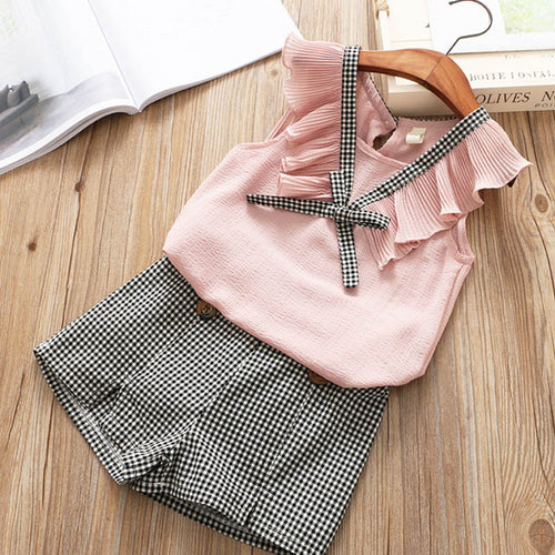 Melario Two-piece Sleeveless Girls Clothes Suit Skirt