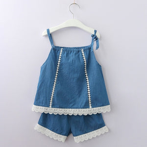 Melario Two-piece Sleeveless Girls Clothes Suit Skirt