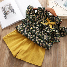 Load image into Gallery viewer, New Baby Girls Sleeveless Sling Floral Chiffon Suits And Straw Hat