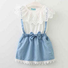 Load image into Gallery viewer, New Baby Girls Sleeveless Sling Floral Chiffon Suits And Straw Hat